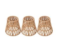 aqxreight Juego de 3 Pantallas de Lámpara de Ratán Sintético con Clamp/Holder Bohemio para Bombillas E14, Ideales para Mesas de Suelo y Luces Colgantes