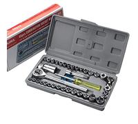 aqxreight Juego de 40 Llaves de Trinquete de Acero Al Carbono con Puntas de Destornillador para Reparar Tu Mejor Flexibilidad Compacto en Gran Medida en Sentido Contrario a las Agujas del Reloj y