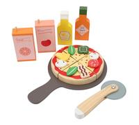 aqxreight Juego de Juguetes de Comida de Pizza de Madera para Niños - Juego de Simulación Educativo de Alta Simulación Pizza con Diseño - Juguete Seguro y de Madera para Juegos de rol y Aprendizaje