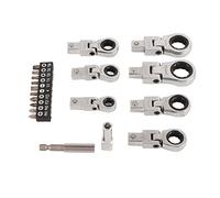 aqxreight Juego de Llaves de Trinquete de 20 Piezas Juego de Puntas de Destornillador con Llave de Cabeza Flexible Giratoria de 180 Grados Intercambiables Bits de Diferentes Tamaños de Barra de