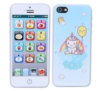 aqxreight Juguete de Teléfono de Aprendizaje para Niños, Dispositivo Interactivo de Educación Temprana en Inglés con Luces Musicales para el Desarrollo de Niños Pequeños, Regalo de Viaje (White)