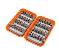 aqxreight Kit de 40 Señuelos de Pesca con Mosca Realistas para Trucha con Anzuelos de Acero con Alto Contenido de Carbono, Surtido Dorado y Verde para Pesca de Agua Dulce, Caja de Almacenamiento