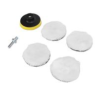 aqxreight Kit de Almohadillas de Pulido de Lana de Imitación de 6 Piezas de 3 Pulgadas con 5/8 Kit de Almohadillas de Pulido de Lana de Imitación de 6 Piezas de 3 Pulgadas con Adaptador de Taladro