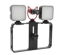 aqxreight Kit de Cámara en Vivo con Luz de Relleno y Micrófono Resistente Al Viento, Plataforma de Video para Teléfono Inteligente para Transmisión, Conferencias en Línea, entrevistas: Multifuncional,