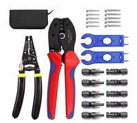 aqxreight Kit de Herramientas de Engarzado para Paneles Solares Fotovoltaicos con Engarzadora y Pelacables, 5 Pares de Conectores y 2 Llaves Inglesas para Cables de Paneles Solares AWG14 10 2,5/4/6