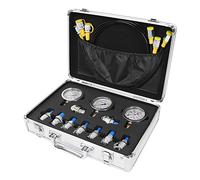 aqxreight Kit de Prueba de Medidor de Presión Hidráulica de Excavadora de Aluminio, Herramienta de Diagnóstico y Limpieza con un Paño, la Carcasa No Liviana Es para Transportar Aluminio. Manómetro