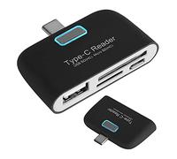 aqxreight Lector de Tarjetas de Memoria TF Tipo C de Aleación de Aluminio a Adaptador de Concentrador USB OTG para Teléfono Puerto para Tableta Ranura para Plug Play Micro-USB Interfaz Extendida