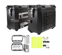 aqxreight Maleta Lateral para Motocicleta, Ajuste Universal, Aleación de Aluminio, 35L, Caja de Alforja Dura Izquierda y Derecha con Soporte, Manija de Bloqueo para Casco, Equipaje