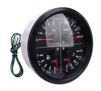 aqxreight Medidor de Nivel de 4 en 1 Medidor de Presión de Aceite de Temperatura del Agua Voltímetro 4 3/8 Pulgadas E 1/ /2 3/ F 0 a 10 Bar 40 a 120 ℃ 8 a 16 V para RV Yate Camión Esfera Negra