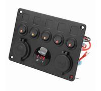aqxreight Panel de Interruptores de 5 Bandas, 12 V, 24 V, Panel de Interruptor Basculante LED con Voltímetro Digital y Retroiluminación para Barco Marino, RV, Remolque, Camión, UTV ATV (rojo)