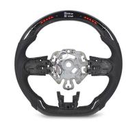 aqxreight Pantalla LED Luces de Volante Fibra de Carbono Cuero Perforado para S JCW F54 F55 F56 F57 F60 LCI2 2022 a 2024 Verde las RPM Graduales y de Indicador LED de que