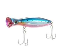 aqxreight Señuelo Popper Grande de 12Cm y 45G, Señuelo de Pesca Duro Abs con Ojos 3D y Anzuelos Triples para Agua Salada, Lubina, Trucha, Lucio (#2)