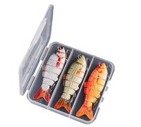 aqxreight Señuelos de Pesca de 6 Segmentos para Trucha Lubina con Anzuelos Triples Swimbait con Ojos 3D y Bolas de Acero Sonajero, Cuerpo Duro de Plástico ABS para Agua Dulce y Salada (Establecer un)