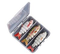 aqxreight Señuelos de Pesca de 6 Segmentos para Trucha Lubina con Anzuelos Triples Swimbait con Ojos 3D y Bolas de Acero Sonajero, Cuerpo Duro de Plástico ABS para Agua Dulce y Salada (Conjunto D)