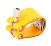 aqxreight Sujetador de Ligadura para Boquilla de Saxofón, Cuero Artificial, Ajustable, Sujetador de Ligadura para Saxofón Tenor, Tacto Amarillo, Calidad Ajustada Constante, Mejora el Profesional de