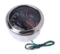 aqxreight Tacómetro 3 en 1 de 85 Mm 8000 Rpm 40 a 120 ℃ Temperatura del Agua 0 a 10 Bar Presión de Aceite Retroiluminación de 7 Colores para Automóvil Camión Barco Esfera Negra Bisel Plateado CX8289