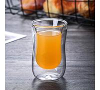 aqxreight Taza de Vidrio de Borosilicato de Doble Pared con Ergonómico, Taza de Calor para café, té, Cerveza, Diseño de Boca Ancha para Beber de Forma Segura, 80ml