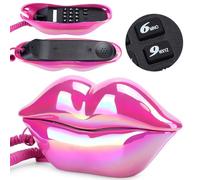 aqxreight Teléfono Fijo Retro con Labios Teléfono Doméstico Decorativo Único de Llamada Clara Diversión para Niños y Adultos Elegante Diseño Flocado Vintage para Sala de Estar u Oficina