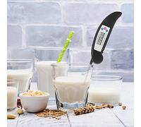 aqxreight Termómetro Plegable Impermeable LCD Digital para Barbacoa, Termómetro para Cocina, para Alimentos, Pantalla Grande Negra, Mientras Mide -50 ℃ - + 300 ℃, Se Puede Medir el (BLACK)