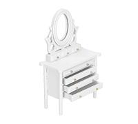 aqxreight Tocador de Casa de Muñecas a Escala 112 con Espejo, Mesa de Baño de Madera en Miniatura para Decoración de Casa de Muñecas, Muebles de Abedul (White)