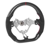 aqxreight Volante de Fibra de Carbono Empuñaduras de Gamuza Costuras Rojas Apto para Interior de 2017-2020 Simétrico, Uniforme, Brillante, Ergonómico para Ajuste de Volante, Dirección de Lujo