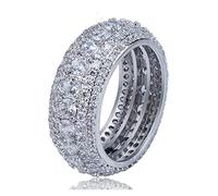 Aqxyedc 1 0mm Hip Hop helado Circón Cubic Bling anillo redondo oro plata Color joyería regalos para hombres wanglan, 11, Ágata