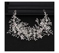 Aqxyedc Accesorios for el cabello de boda de lujo, tocado de cristal de diamantes de imitación barrocos de Color plateado, banda for la cabeza de reina, adornos for el cabello de novia hechos a mano w