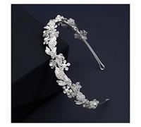 Aqxyedc Accesorios for el cabello de boda nupcial hechos a mano cristal brillante flor hoja perlas diadema diademas for mujeres niñas tocados wanglan(Gold Color)