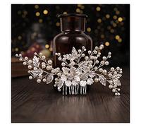 Aqxyedc Accesorios for el cabello de la boda del peine de la hoja de la perla Adorno del cabello de la novia for las mujeres Bridal Joyería de pelo Crystal Hair Peine Peine de peinado Regalo wanglan