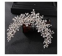 Aqxyedc Accesorios nupciales de la vid del pelo de la boda Diadema de perlas de cristal Tocado de cadena larga Accesorios for el cabello de las mujeres Decoración wanglan