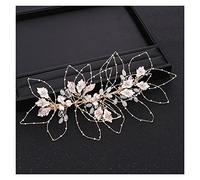 Aqxyedc Boda de moda accesorios for el cabello de la boda diadema de oro Rhinestone CRISTAL FLOR DIEADA HOJA HOJA TEADDRESS RIDE ACCESORIOS DE PELO Hecho a mano wanglan(Gold-color)