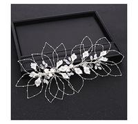 Aqxyedc Boda de moda accesorios for el cabello de la boda diadema de oro Rhinestone CRISTAL FLOR DIEADA HOJA HOJA TEADDRESS RIDE ACCESORIOS DE PELO Hecho a mano wanglan(Silver)