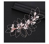 Aqxyedc Boda de moda accesorios for el cabello de la boda diadema de oro Rhinestone CRISTAL FLOR DIEADA HOJA HOJA TEADDRESS RIDE ACCESORIOS DE PELO Hecho a mano wanglan(Rose Gold Color)