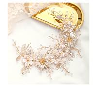 Aqxyedc Boda diadema de plata color cristal tiara hecho a mano novia tocado hoja hoja joyería de pelo diadema de novia Accesorios for el cabello wanglan(Gold-color)