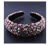 Aqxyedc Boho magnífico complejo diamante acolchado diadema barroco banda de lujo cristal hairbands mujeres Rhinestone Tiara Bling Accesorios for el cabello706 wanglan(26)