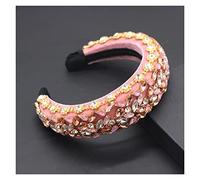Aqxyedc Boho magnífico complejo diamante acolchado diadema barroco banda de lujo cristal hairbands mujeres Rhinestone Tiara Bling Accesorios for el cabello706 wanglan(14)