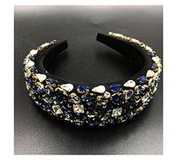 Aqxyedc Boho magnífico complejo diamante acolchado diadema barroco banda de lujo cristal hairbands mujeres Rhinestone Tiara Bling Accesorios for el cabello706 wanglan(8blue)