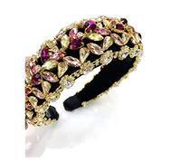 Aqxyedc Boho magnífico complejo diamante acolchado diadema barroco banda de lujo cristal hairbands mujeres Rhinestone Tiara Bling Accesorios for el cabello706 wanglan(19)
