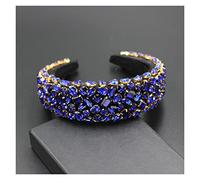 Aqxyedc Boho magnífico complejo diamante acolchado diadema barroco banda de lujo cristal hairbands mujeres Rhinestone Tiara Bling Accesorios for el cabello706 wanglan(32)