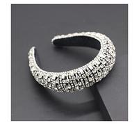 Aqxyedc Boho magnífico complejo diamante acolchado diadema barroco banda de lujo cristal hairbands mujeres Rhinestone Tiara Bling Accesorios for el cabello706 wanglan(21)