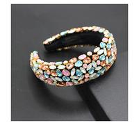Aqxyedc Boho magnífico complejo diamante acolchado diadema barroco banda de lujo cristal hairbands mujeres Rhinestone Tiara Bling Accesorios for el cabello706 wanglan(13)
