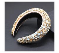 Aqxyedc Boho magnífico complejo diamante acolchado diadema barroco banda de lujo cristal hairbands mujeres Rhinestone Tiara Bling Accesorios for el cabello706 wanglan(2)