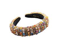 Aqxyedc Boho magnífico complejo diamante acolchado diadema barroco banda de lujo cristal hairbands mujeres Rhinestone Tiara Bling Accesorios for el cabello706 wanglan(20)