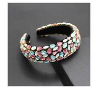 Aqxyedc Boho magnífico complejo diamante acolchado diadema barroco banda de lujo cristal hairbands mujeres Rhinestone Tiara Bling Accesorios for el cabello706 wanglan(12)