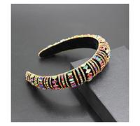 Aqxyedc Boho magnífico complejo diamante acolchado diadema barroco banda de lujo cristal hairbands mujeres Rhinestone Tiara Bling Accesorios for el cabello706 wanglan(23)