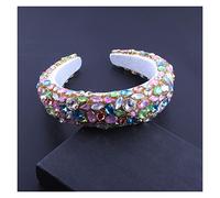 Aqxyedc Boho magnífico complejo diamante acolchado diadema barroco banda de lujo cristal hairbands mujeres Rhinestone Tiara Bling Accesorios for el cabello706 wanglan(29)