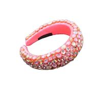 Aqxyedc Boho magnífico complejo diamante acolchado diadema barroco banda de lujo cristal hairbands mujeres Rhinestone Tiara Bling Accesorios for el cabello706 wanglan(11)