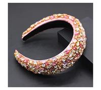 Aqxyedc Boho magnífico complejo diamante acolchado diadema barroco banda de lujo cristal hairbands mujeres Rhinestone Tiara Bling Accesorios for el cabello706 wanglan(3)