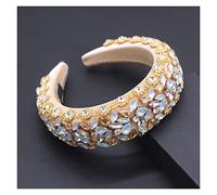 Aqxyedc Boho magnífico complejo diamante acolchado diadema barroco banda de lujo cristal hairbands mujeres Rhinestone Tiara Bling Accesorios for el cabello706 wanglan(17)
