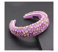 Aqxyedc Boho magnífico complejo diamante acolchado diadema barroco banda de lujo cristal hairbands mujeres Rhinestone Tiara Bling Accesorios for el cabello706 wanglan(10)